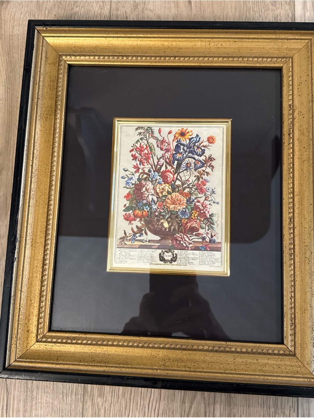 Robert Furber June Framed ProfessionalMatted Print Black & Gold Wood Frame 14x12